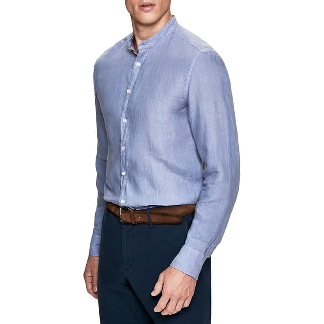 Hackett London Blue Linen Slim Shirt