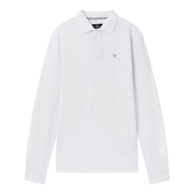 Hackett London White Slim Long Sleeve Polo Shirt