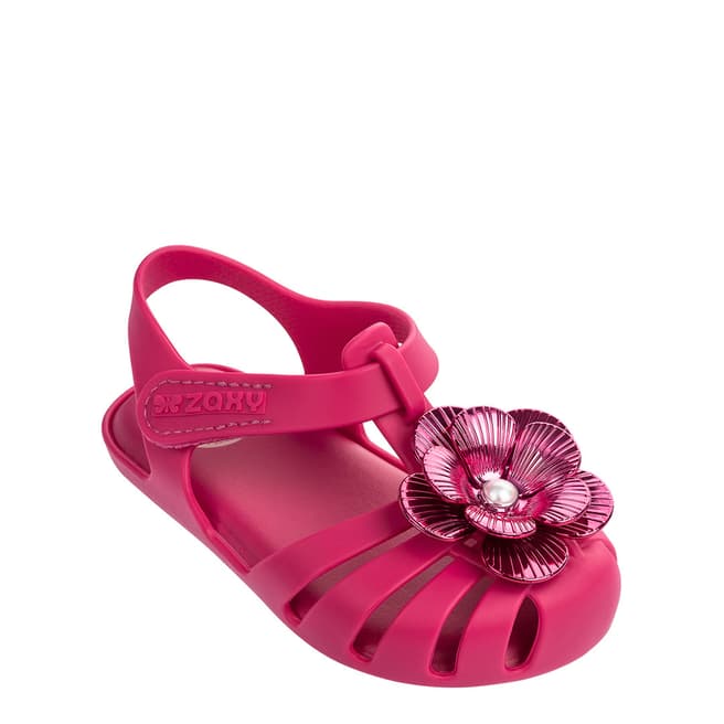Zaxy Baby Pink Flower Pearl Jelly Shoes