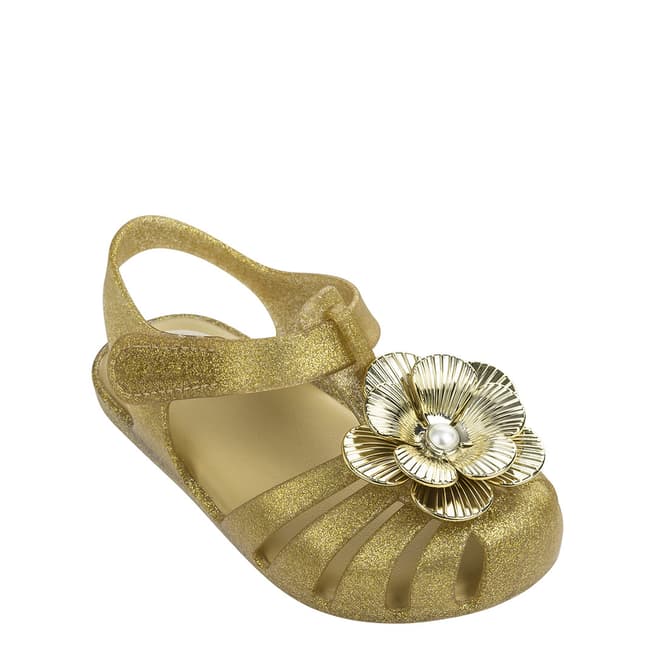 Zaxy Baby Gold Flower Pearl Jelly Shoes