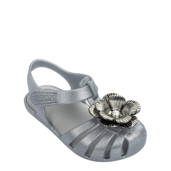 Zaxy Baby Silver Flower Pearl Jelly Shoes