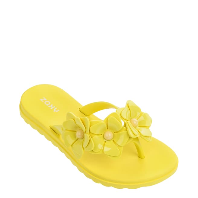 Zaxy Kids Yellow Fresh Floral Flip Flops