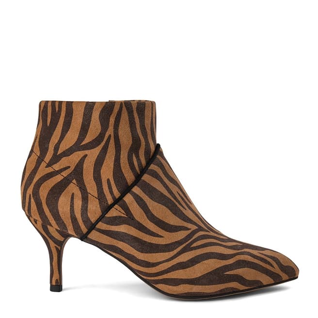 Shoe The Bear Brown Zebra Suede Valentine Ankle Boot