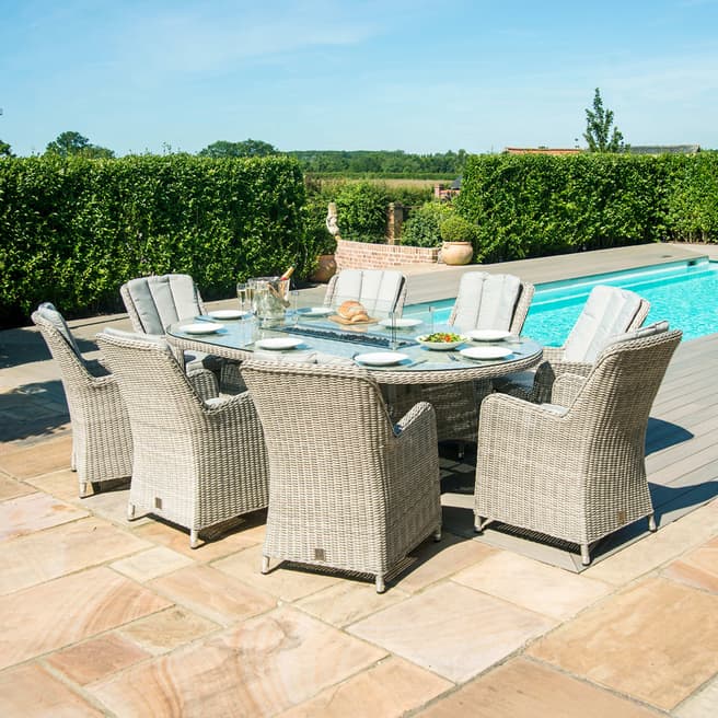 Maze SAVE £670 - Oxford 8 Seat Oval Fire Pit Dining Set with Venice Chairs