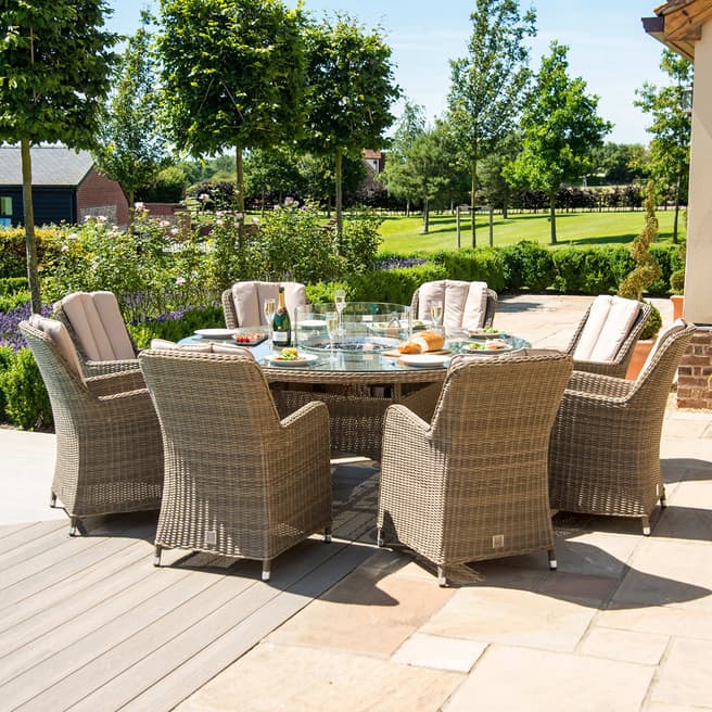 Maze SAVE £850 - Winchester 8 Seat Round Fire Pit Dining Set with Venice Chairs and Lazy Susan