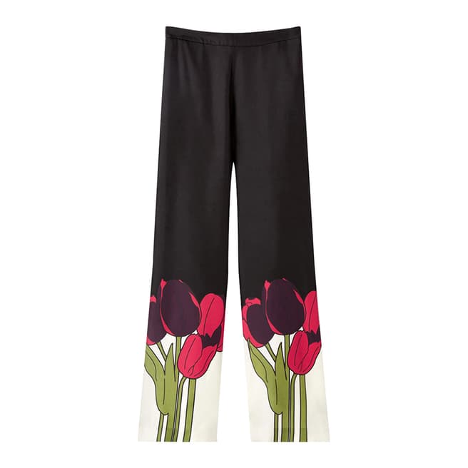 Jigsaw Black/Multi Tulip Silk Trousers