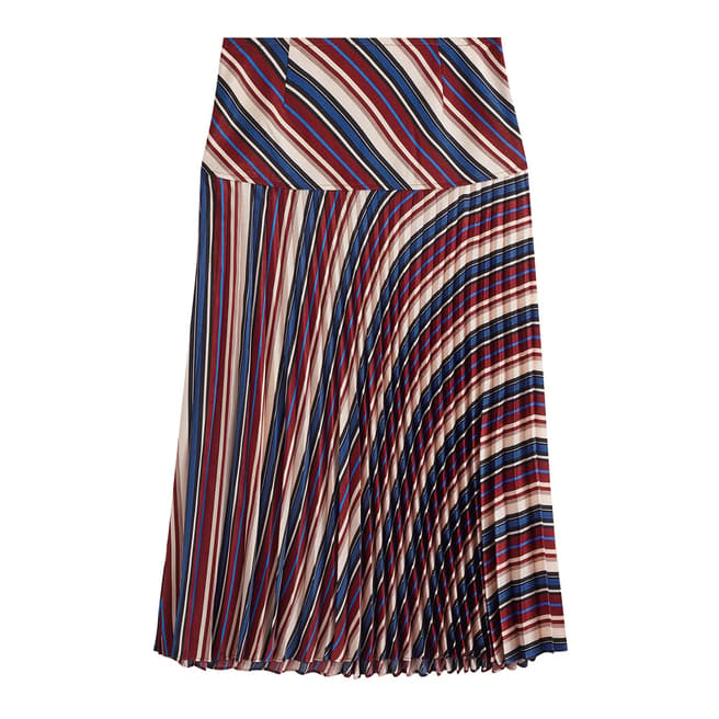 Jigsaw Multi Irregular Stripe Pleated Skirt