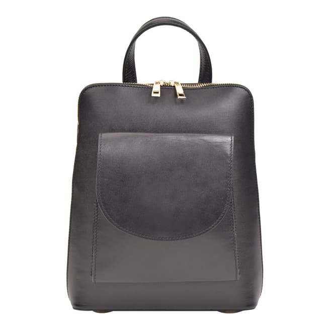 Mangotti Bags Black Leather Backpack