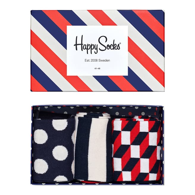 Happy Socks Multi 3-Pack Classic Navy Socks Gift Set