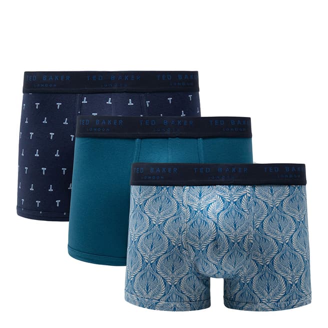 Ted Baker Navy/ Blue 3 Pack Cotton Stretch Trunk