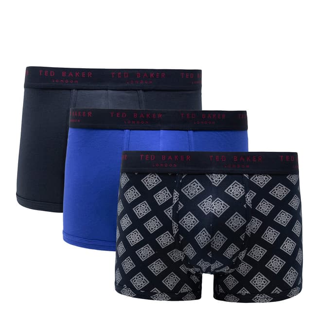 Ted Baker Black/ Navy/ Blue 3 Pack Cotton Stretch Trunk