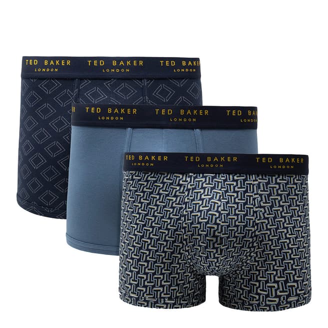 Ted Baker Blue/ Navy 3 Pack Cotton Stretch Trunk