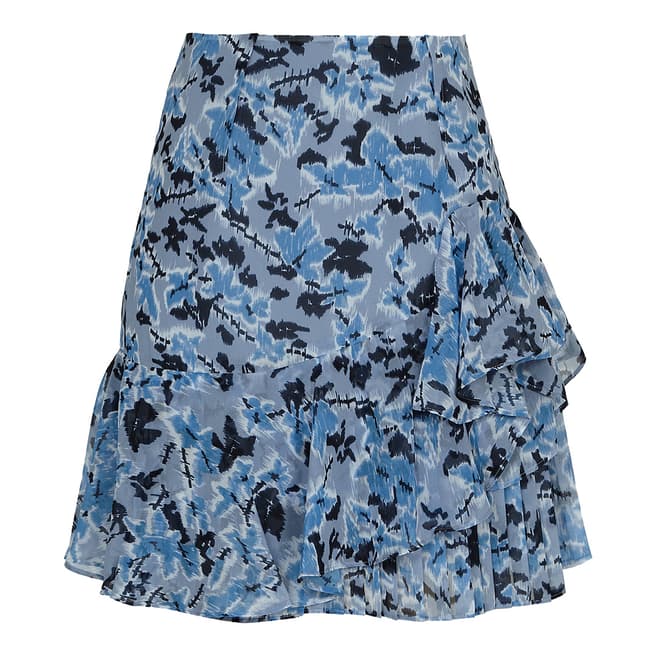 Reiss Blue Lyon Printed Mini Skirt