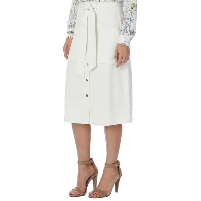 Reiss White Belle Denim Midi Skirt