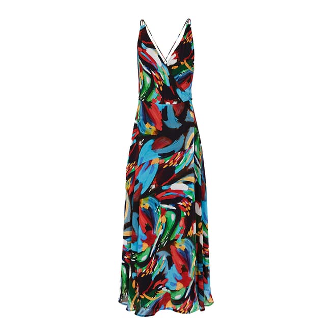 Reiss Black Leona Painterly Print Maxi Dress