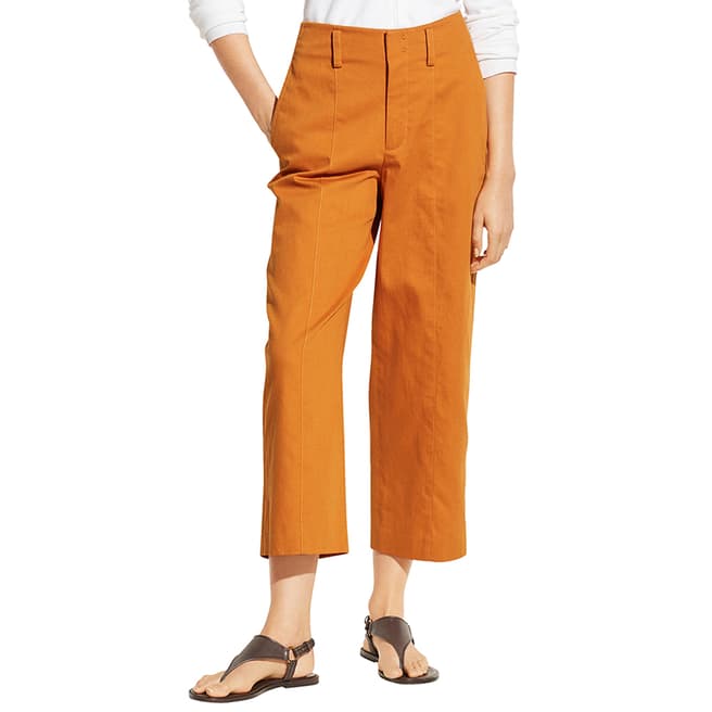 Vince Orange Wide Cotton Blend Trousers
