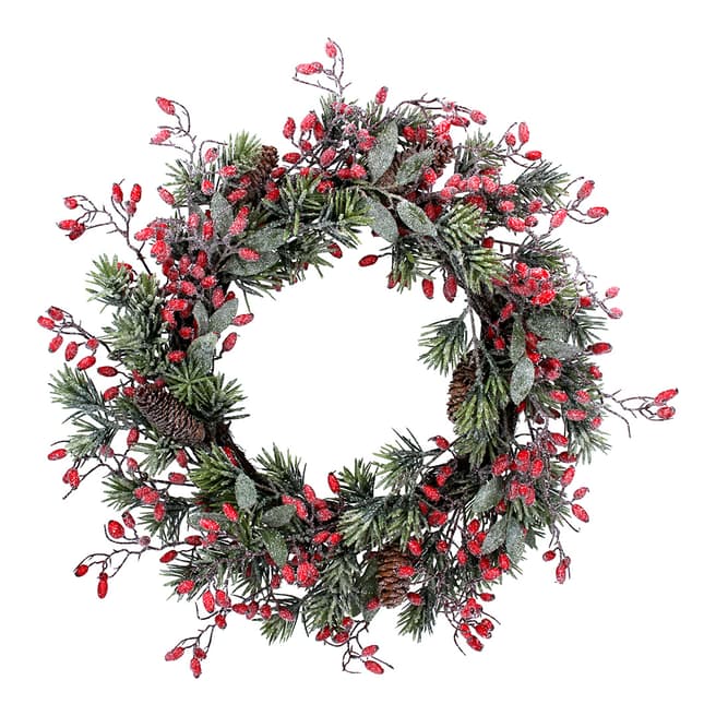 Gisela Graham Frosted Fir Wreath with Rosehips