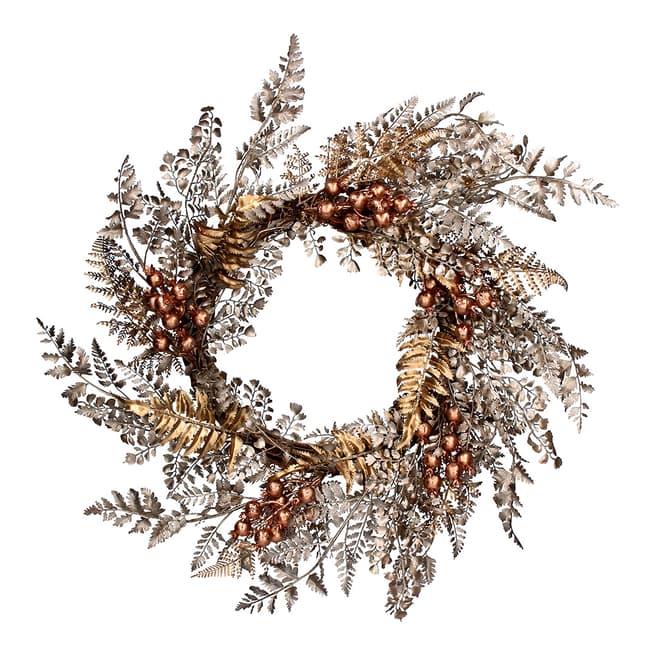 Gisela Graham Pewter/Copper Leaf/Berry Wreath