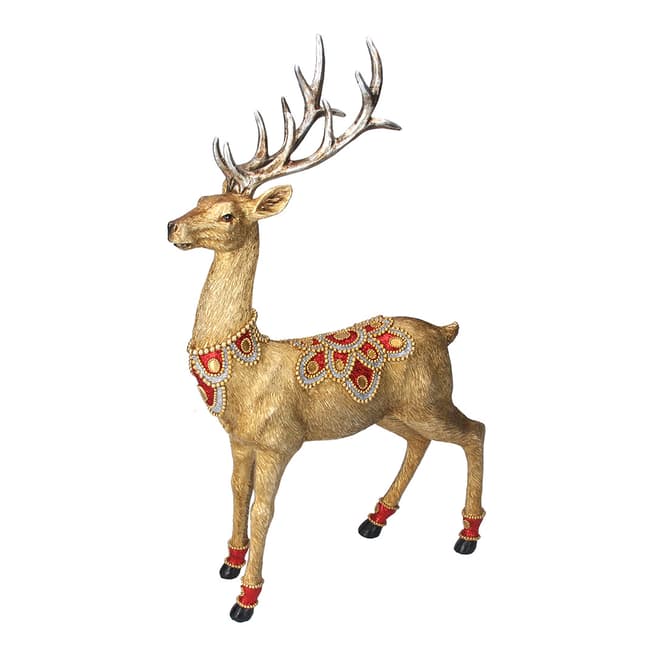Gisela Graham Gold Stag with Red/Gold Jewels Ornament