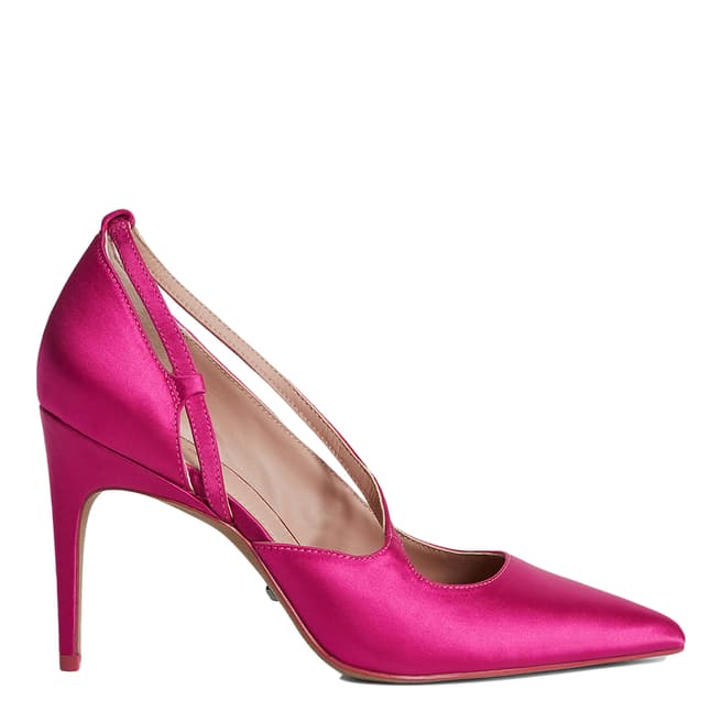 Reiss Hot Pink Geniveve Leather & Satin Court Shoes