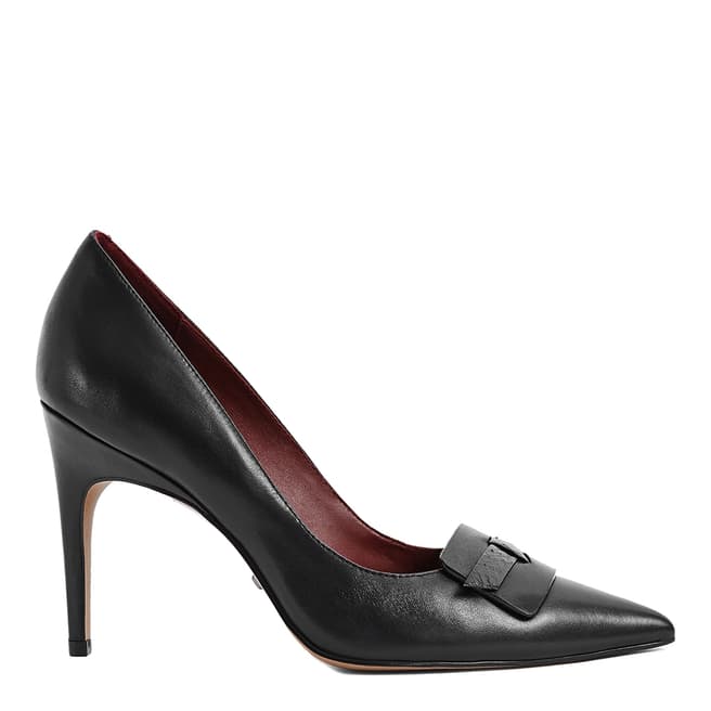 Reiss Black Harriet Leather Court Shoes