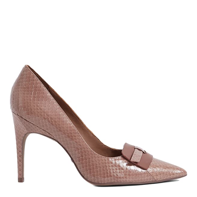 Reiss Toffee Harriet Snake Court Shoes