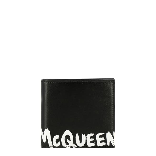 Alexander McQueen Men's Black/White Graffiti Leather Wallet 