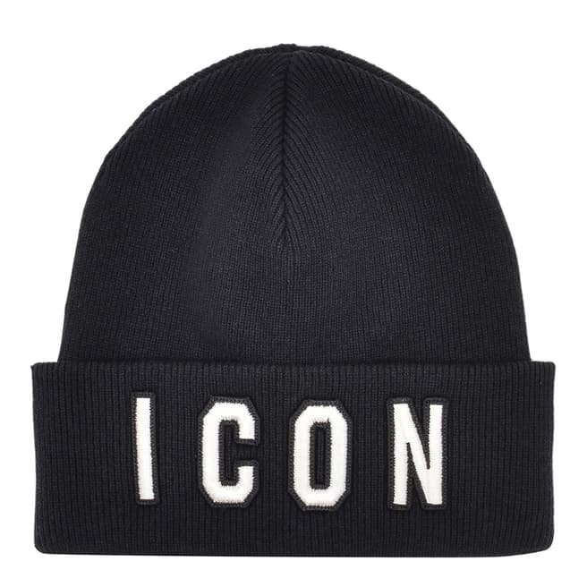 DSquared2 Black/White Dsquared2 'Icon' Beanie Hat