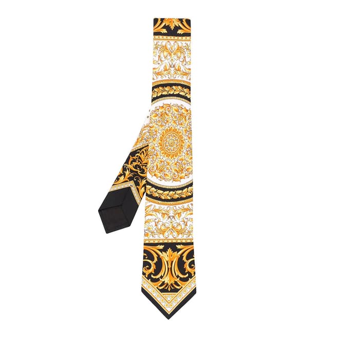 Versace Black/Yellow Versace Barocco Print Tie