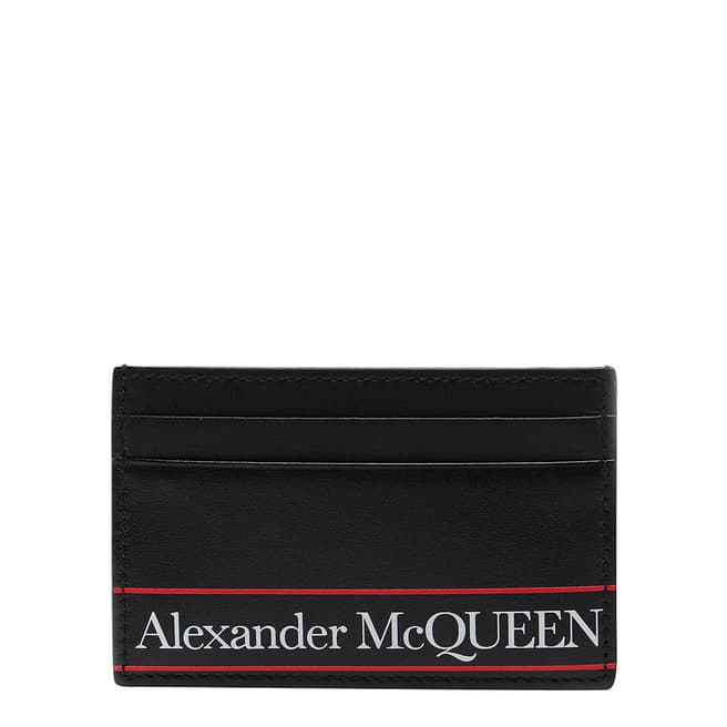 Alexander McQueen Men's Black/White/Red Leather Card Holder 