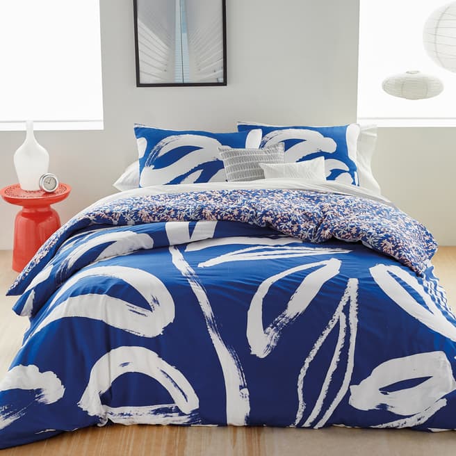 DKNY Abstract Floral Double Duvet Cover, Blue