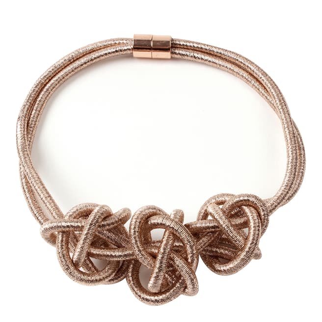 Amrita Singh Rose Gold Lurex Knotted Necklace