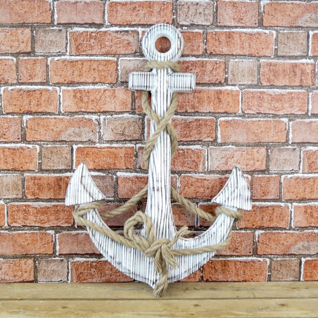 The Satchville Gift Company White Washed Wooden Anchor