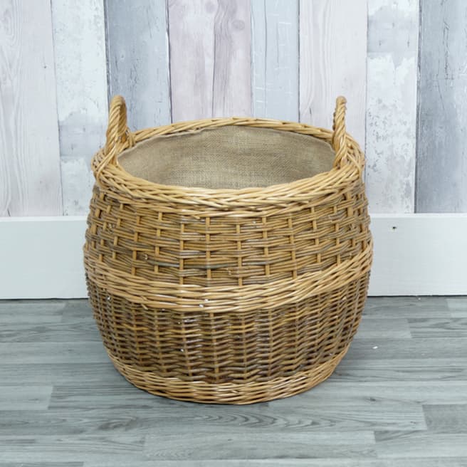 The Satchville Gift Company Tapered Log Basket With Hessian Liner