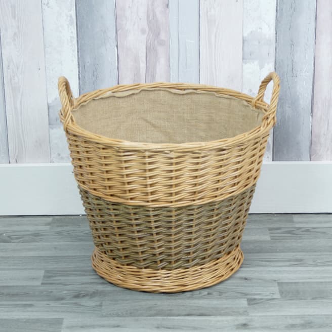 The Satchville Gift Company Round Log Basket With Hessian Liner