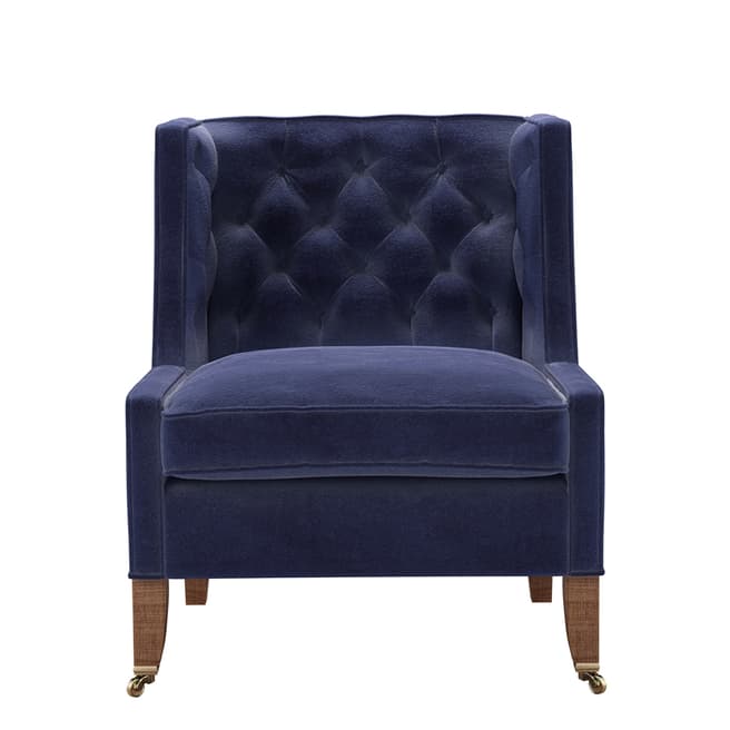 sofa.com Descartes Armchair in Prussian Blue Cotton Matt Velvet