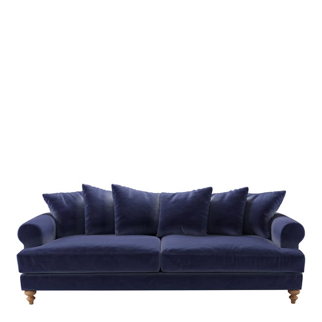 sofa.com Teddy 4 Seat Sofa in Prussian Blue Cotton Matt Velvet