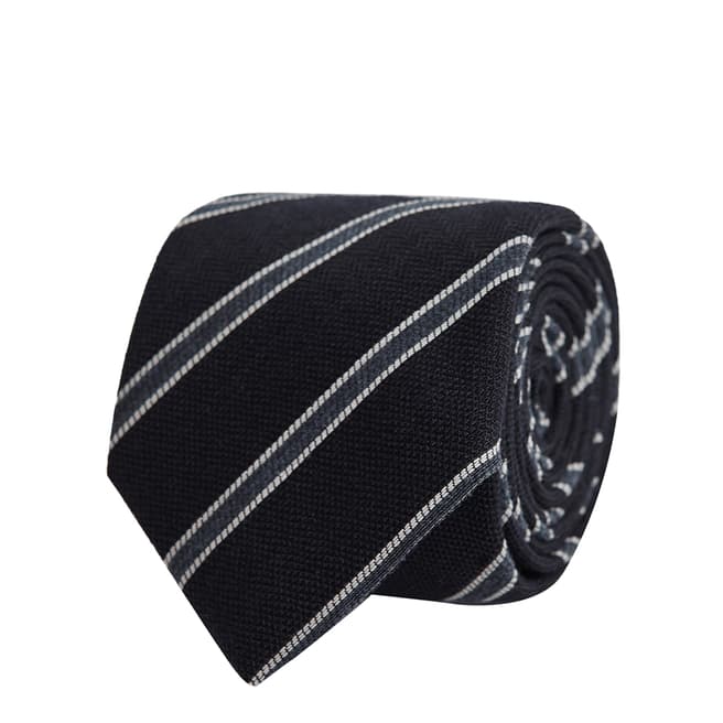 Reiss Navy Lingard Stripe Tie