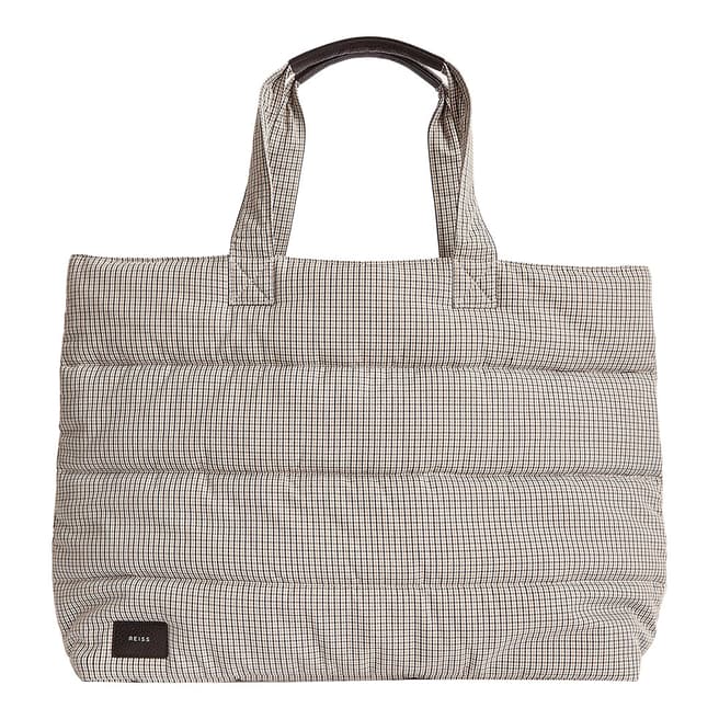 Reiss Cream Tolly Check Tote Bag
