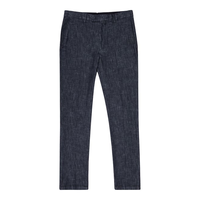 Reiss Blue Partrick Chambray Slim Trousers