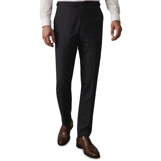 Reiss Navy Gritton Textured Trousers