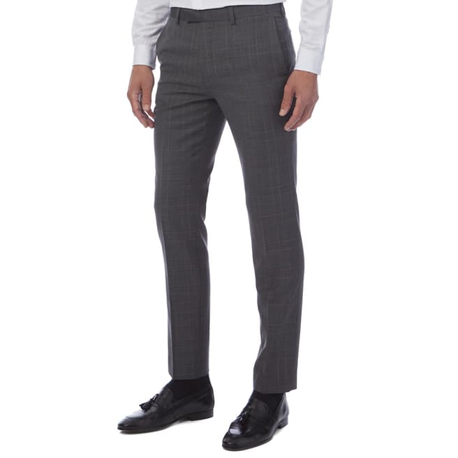 Reiss Grey Ravenna Check Slim Suit Trousers