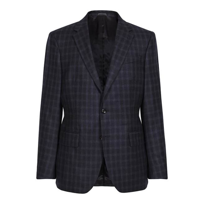 Reiss Navy Walter Check Modern Suit Jacket