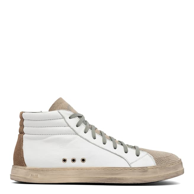 P448 White/Sand Leather Snake Trainers