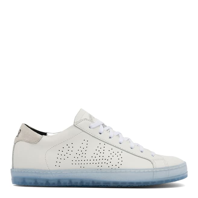 P448 White/Blue Leather John Trainers