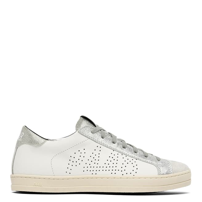 P448 White/Silver Leather John Trainers