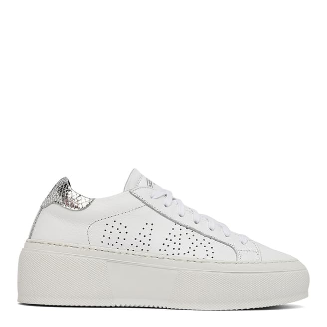 P448 White/Silver Leather Louise Trainers