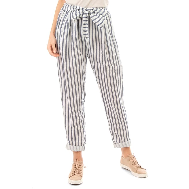 LIN PASSION White Belted Linen Trousers 