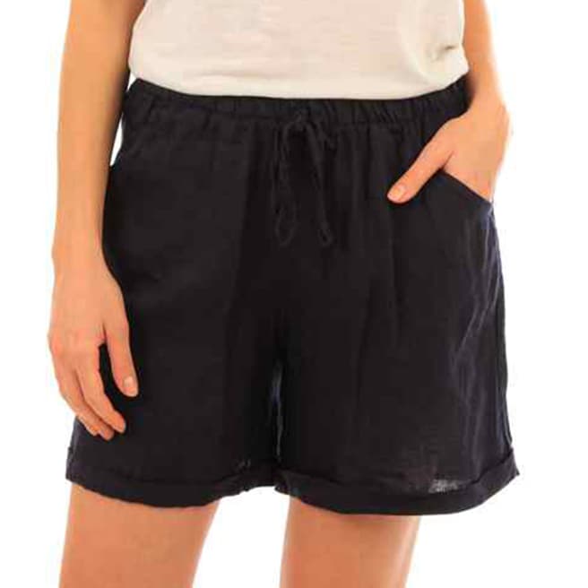LIN PASSION Navy Mini Linen Shorts 