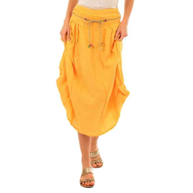 LIN PASSION Yellow Relaxed Linen Skirt